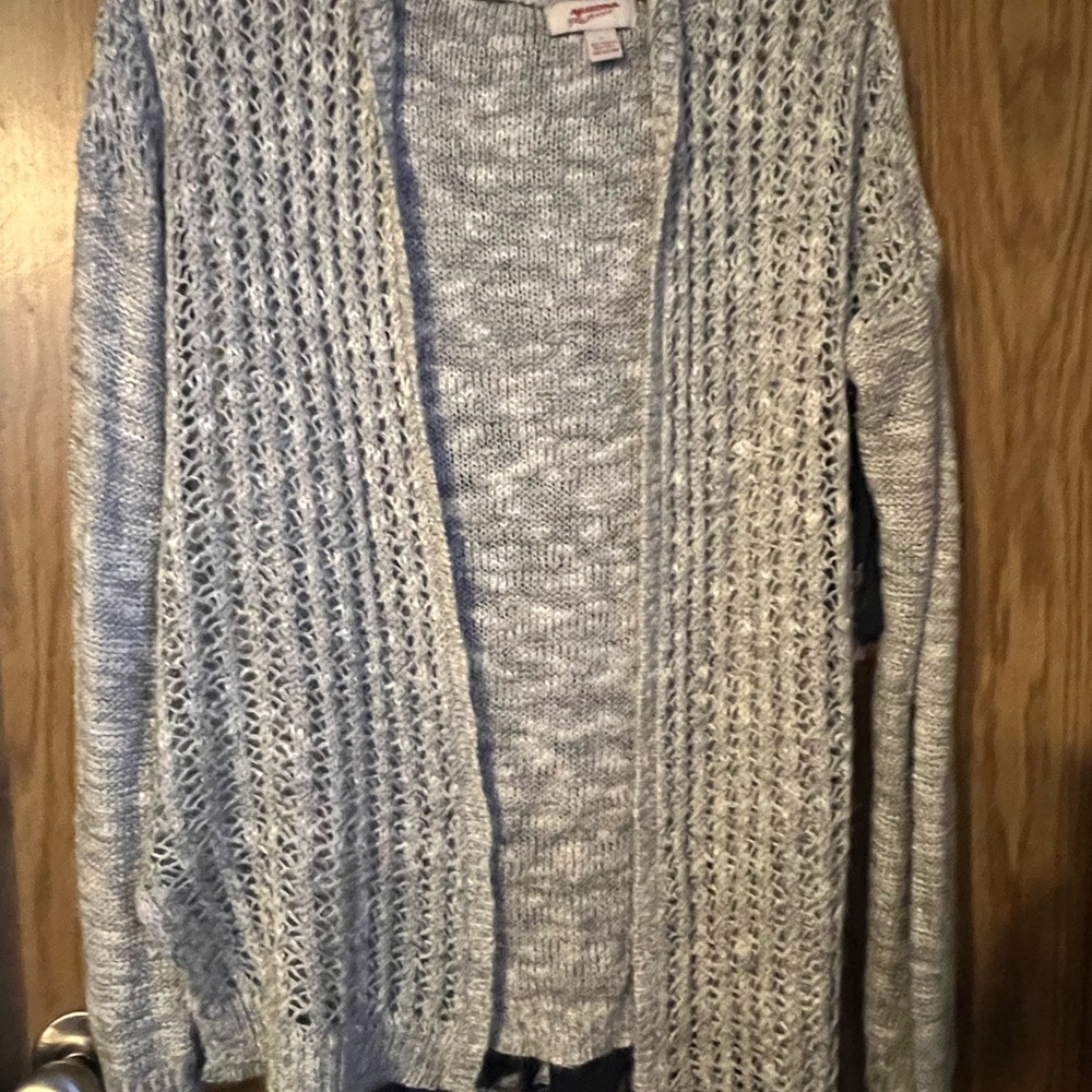 Arizona Love Gray Open-Knit Cardigan